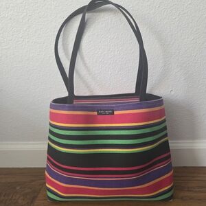 Kate Spade Multicolor Striped Canvas Tote